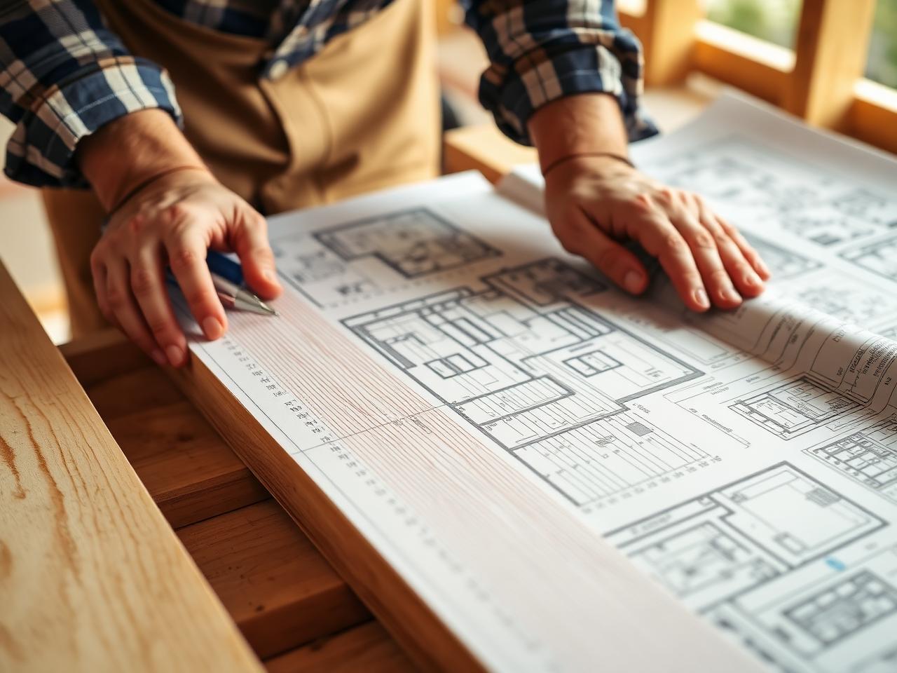 Builder reviewing custom home blueprints